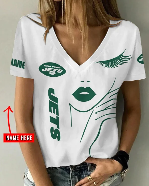 New York Jets Favorite V-Neck T-Shirt for Women Style 2025 ANZ-AGCWTS1056