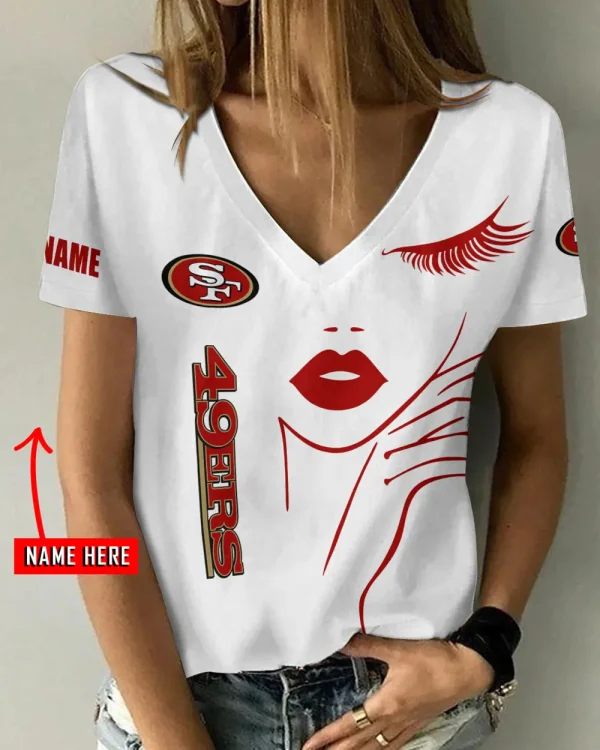 San Francisco 49ers Favorite V-Neck T-Shirt for Women Style 2025 ANZ-AGCWTS1059