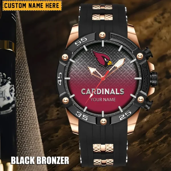 Arizona Cardinals Mens Silicone Waterproof Date Fashion WristWatch ANZSSFWW001