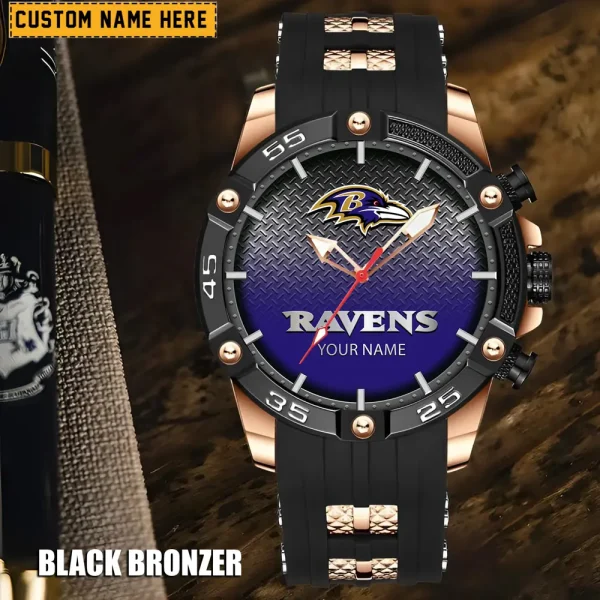Baltimore Ravens Mens Silicone Waterproof Date Fashion WristWatch ANZSSFWW003