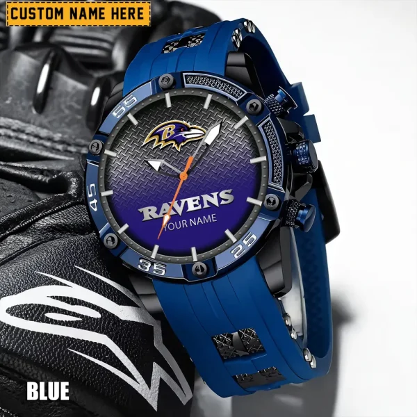 Baltimore Ravens Mens Silicone Waterproof Date Fashion WristWatch ANZSSFWW003 - Image 3