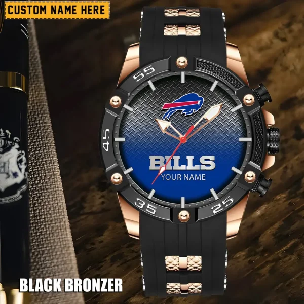 Buffalo Bills Mens Silicone Waterproof Date Fashion WristWatch ANZSSFWW004