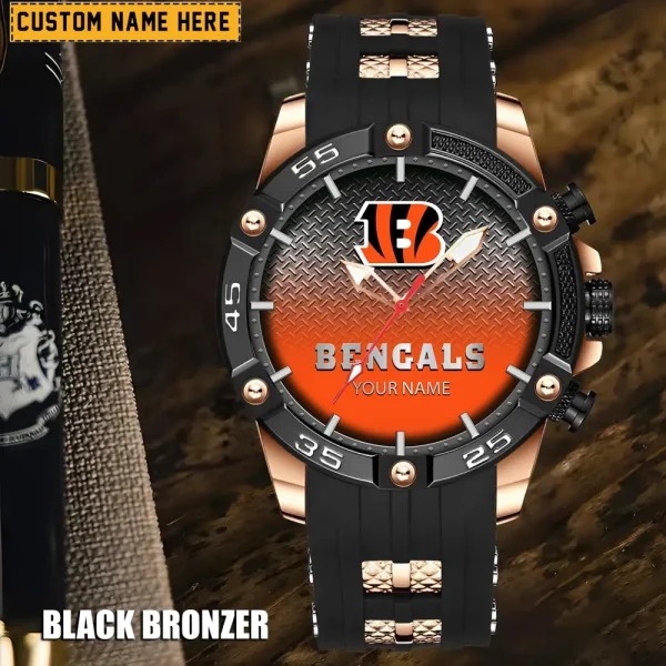 Cincinnati Bengals Mens Silicone Waterproof Date Fashion WristWatch ANZSSFWW007