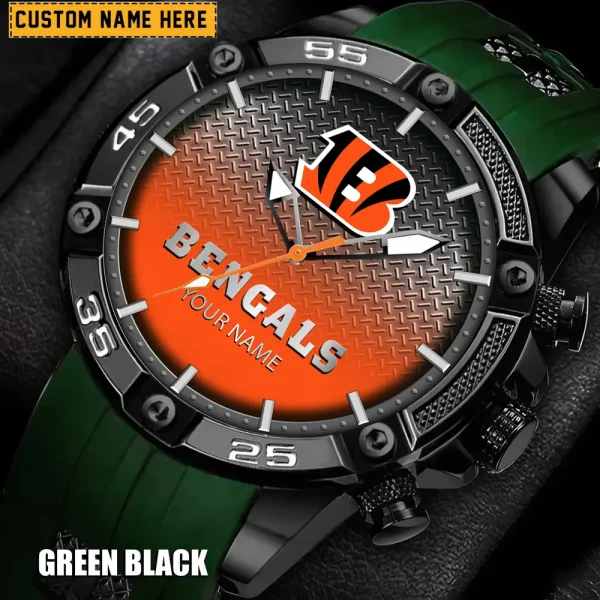 Cincinnati Bengals Mens Silicone Waterproof Date Fashion WristWatch ANZSSFWW007 - Image 5