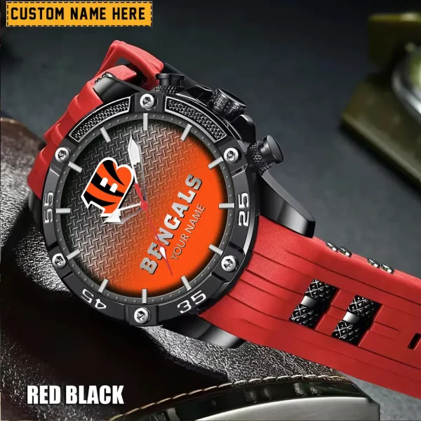 Cincinnati Bengals Mens Silicone Waterproof Date Fashion WristWatch ANZSSFWW007 - Image 6