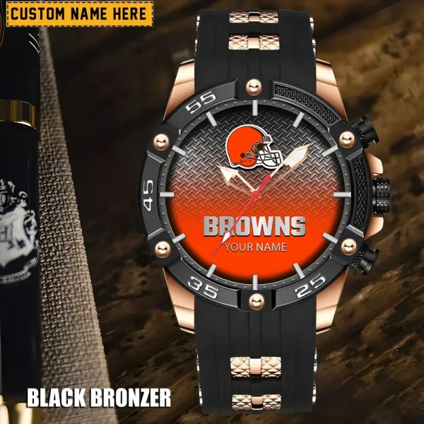 Cleveland Browns Mens Silicone Waterproof Date Fashion WristWatch ANZSSFWW008