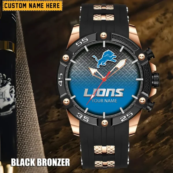 Detroit Lions Mens Silicone Waterproof Date Fashion WristWatch ANZSSFWW011