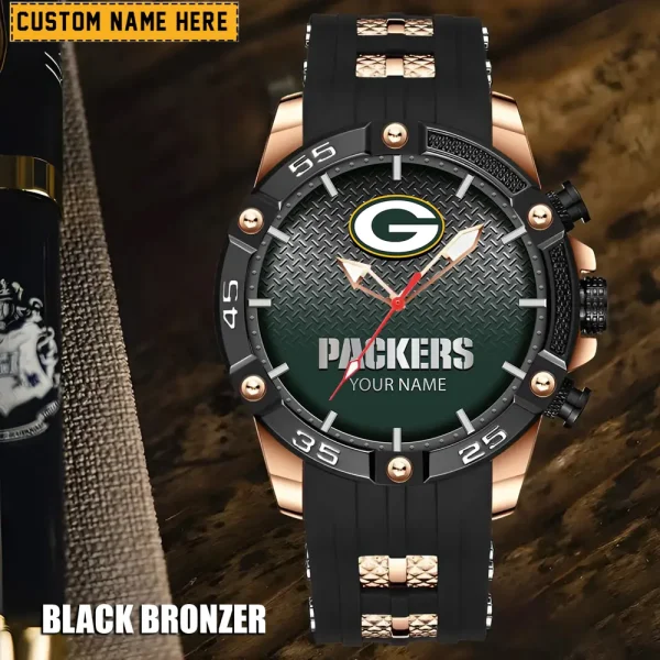 Green Bay Packers Mens Silicone Waterproof Date Fashion WristWatch ANZSSFWW012