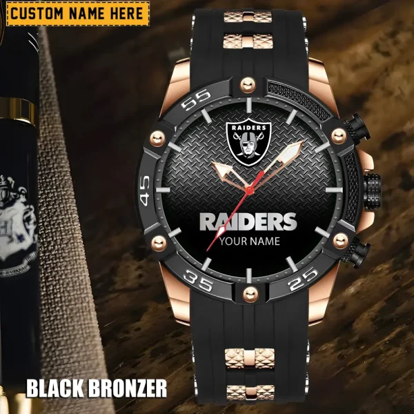 Las Vegas Raiders Mens Silicone Waterproof Date Fashion WristWatch ANZSSFWW017