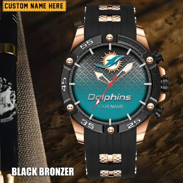 Miami Dolphins Mens Silicone Waterproof Date Fashion WristWatch ANZSSFWW020