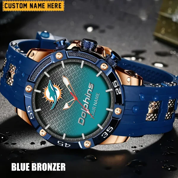 Miami Dolphins Mens Silicone Waterproof Date Fashion WristWatch ANZSSFWW020 - Image 4