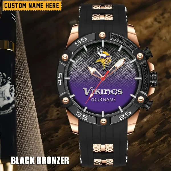 Minnesota Vikings Mens Silicone Waterproof Date Fashion WristWatch ANZSSFWW021