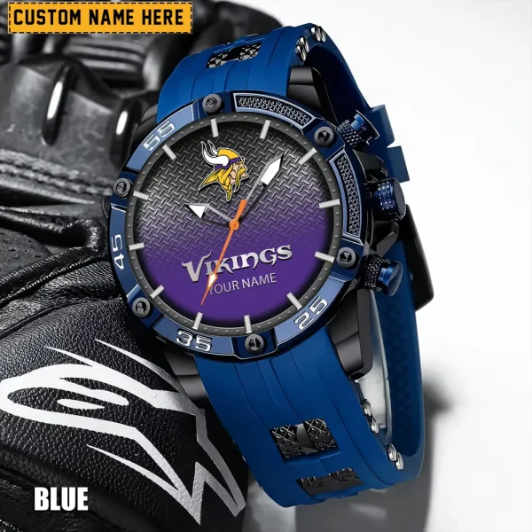 Minnesota Vikings Mens Silicone Waterproof Date Fashion WristWatch ANZSSFWW021 - Image 2