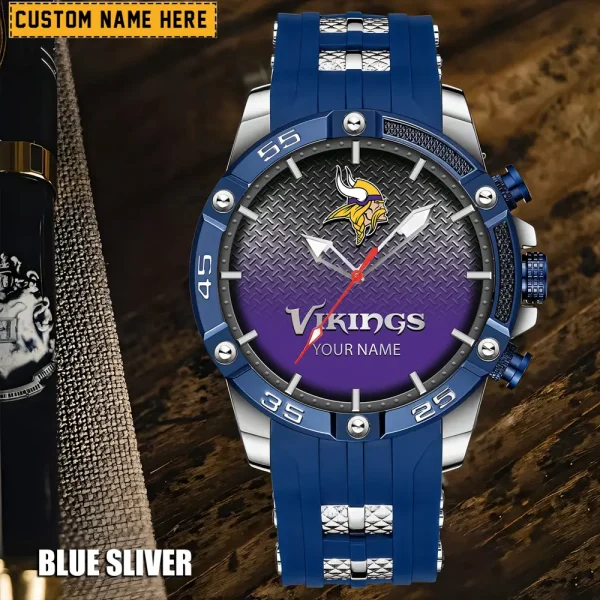 Minnesota Vikings Mens Silicone Waterproof Date Fashion WristWatch ANZSSFWW021 - Image 3