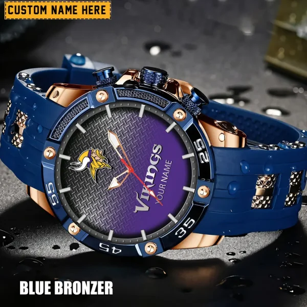 Minnesota Vikings Mens Silicone Waterproof Date Fashion WristWatch ANZSSFWW021 - Image 4