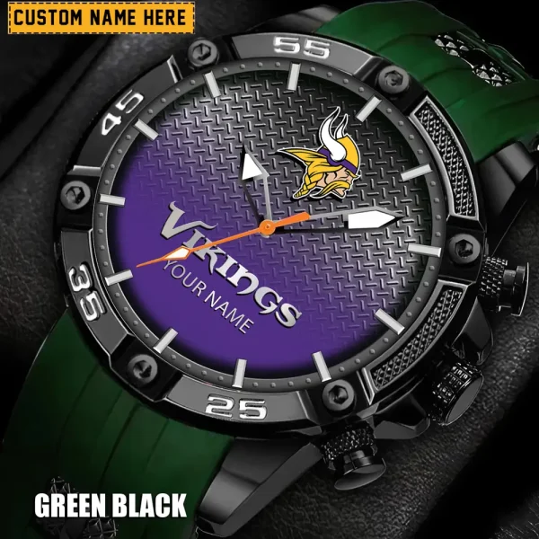 Minnesota Vikings Mens Silicone Waterproof Date Fashion WristWatch ANZSSFWW021 - Image 5