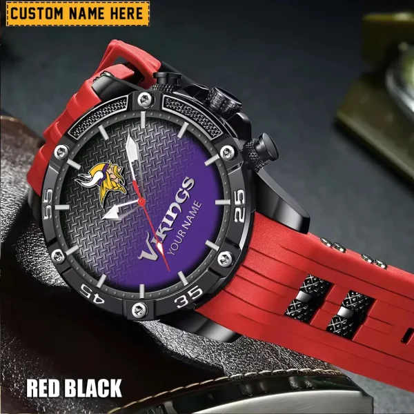 Minnesota Vikings Mens Silicone Waterproof Date Fashion WristWatch ANZSSFWW021 - Image 6