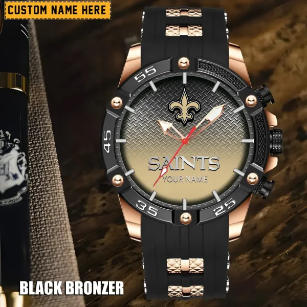 New Orleans Saints Mens Silicone Waterproof Date Fashion WristWatch ANZSSFWW023