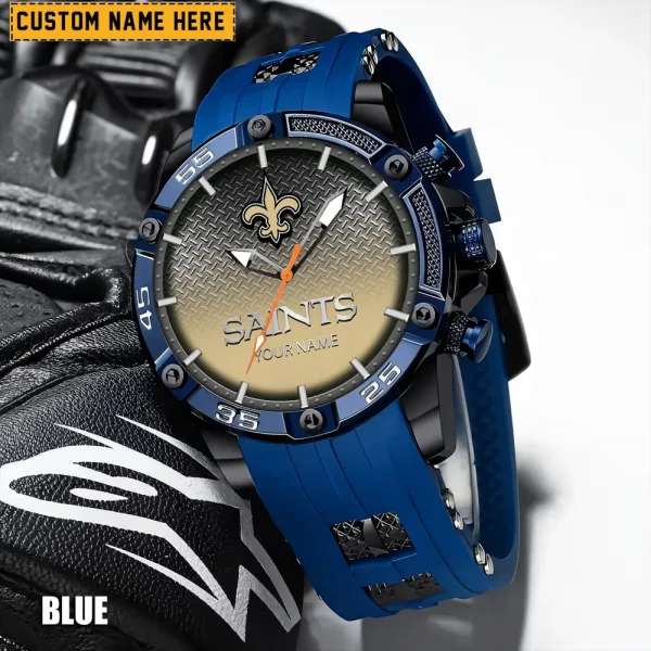 New Orleans Saints Mens Silicone Waterproof Date Fashion WristWatch ANZSSFWW023 - Image 2