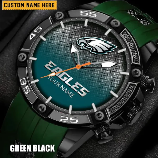 Philadelphia Eagles Mens Silicone Waterproof Date Fashion WristWatch ANZSSFWW026 - Image 3