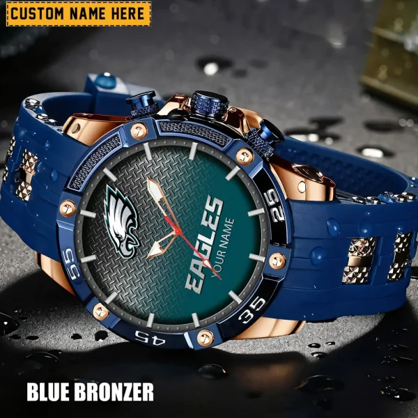 Philadelphia Eagles Mens Silicone Waterproof Date Fashion WristWatch ANZSSFWW026 - Image 4