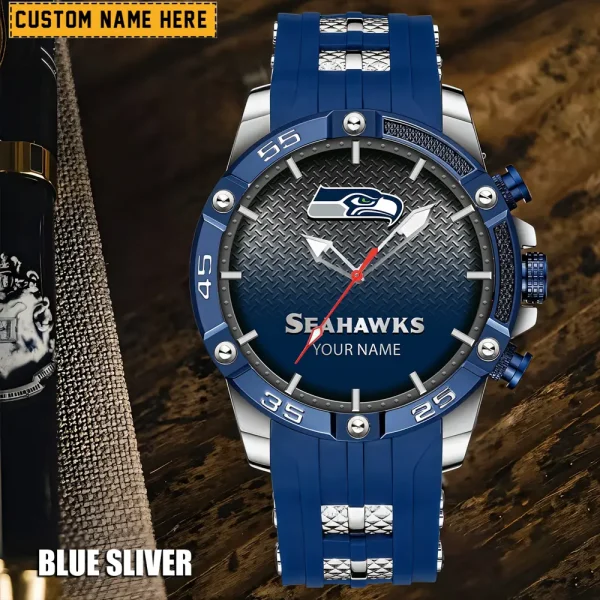 Seattle Seahawks Mens Silicone Waterproof Date Fashion WristWatch ANZSSFWW029
