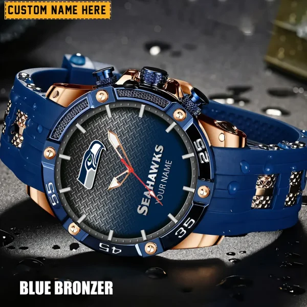 Seattle Seahawks Mens Silicone Waterproof Date Fashion WristWatch ANZSSFWW029 - Image 3