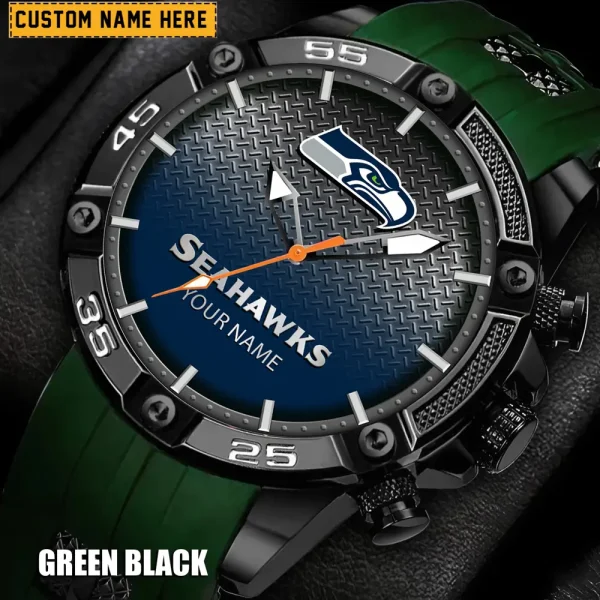 Seattle Seahawks Mens Silicone Waterproof Date Fashion WristWatch ANZSSFWW029 - Image 4