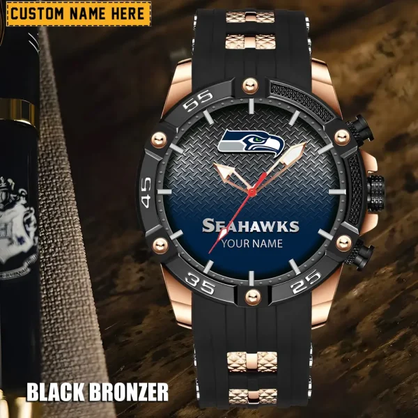 Seattle Seahawks Mens Silicone Waterproof Date Fashion WristWatch ANZSSFWW029 - Image 5