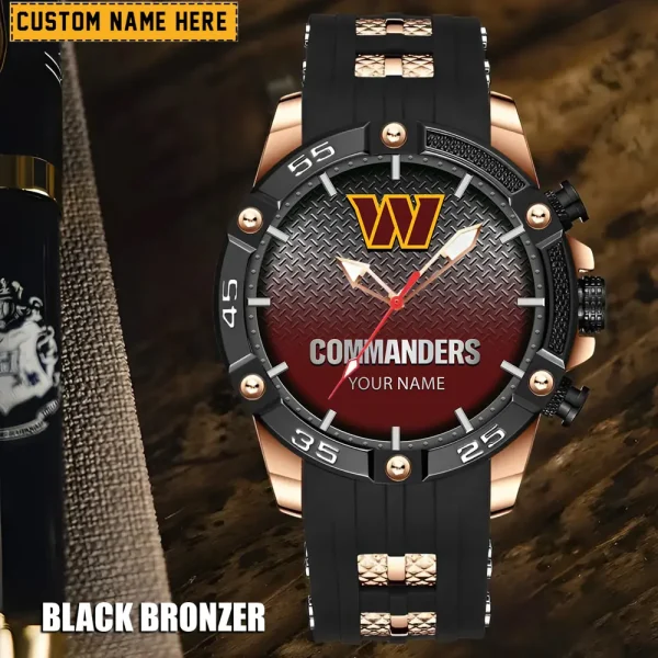 Washington Commanders Mens Silicone Waterproof Date Fashion WristWatch ANZSSFWW032