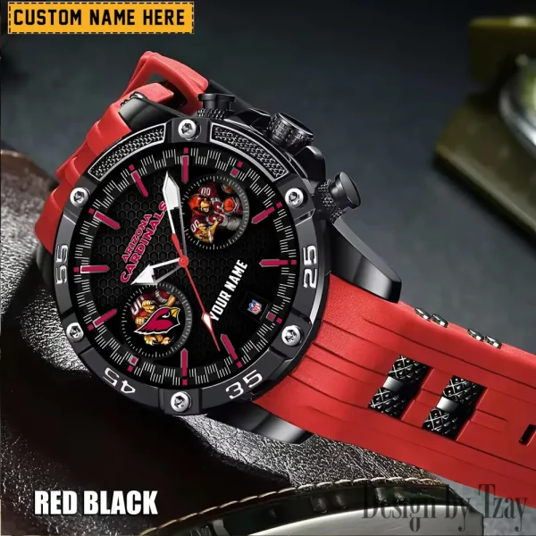 Arizona Cardinals Mens Silicone Waterproof Date Fashion WristWatch ANZSSFWW033 - Image 2