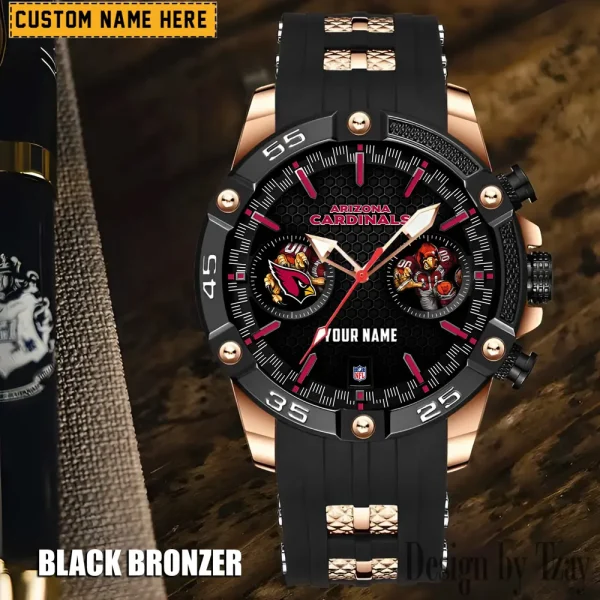 Arizona Cardinals Mens Silicone Waterproof Date Fashion WristWatch ANZSSFWW033