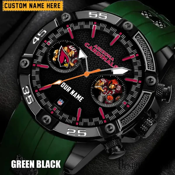 Arizona Cardinals Mens Silicone Waterproof Date Fashion WristWatch ANZSSFWW033 - Image 6