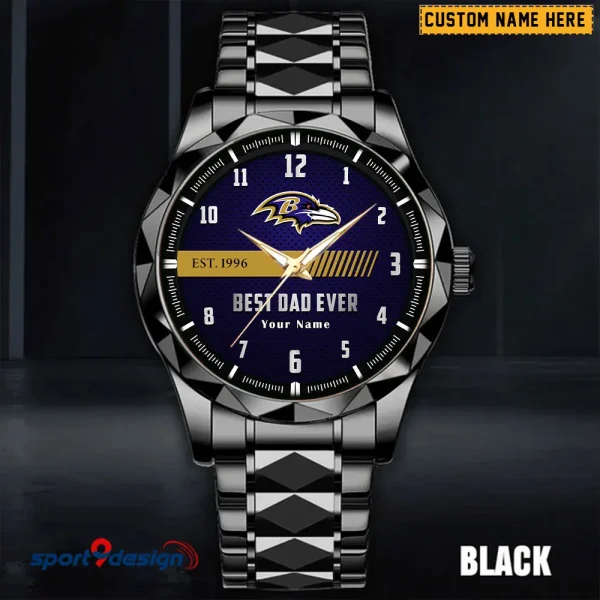 Baltimore Ravens Best Dad Ever Father's Day Gift Stainless Steel Fashion Business Watch ANZDMW165 - Image 4