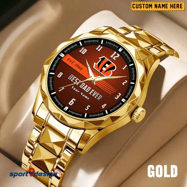 Cincinnati Bengals Best Dad Ever Father's Day Gift Stainless Steel Fashion Business Watch ANZDMW169 - Image 3