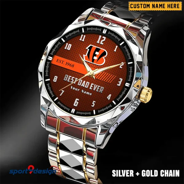 Cincinnati Bengals Best Dad Ever Father's Day Gift Stainless Steel Fashion Business Watch ANZDMW169 - Image 5