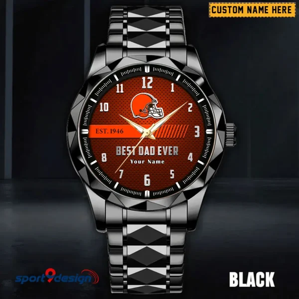 Cleveland Browns Best Dad Ever Father's Day Gift Stainless Steel Fashion Business Watch ANZDMW170 - Image 2