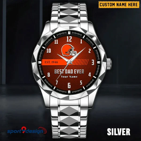 Cleveland Browns Best Dad Ever Father's Day Gift Stainless Steel Fashion Business Watch ANZDMW170 - Image 3