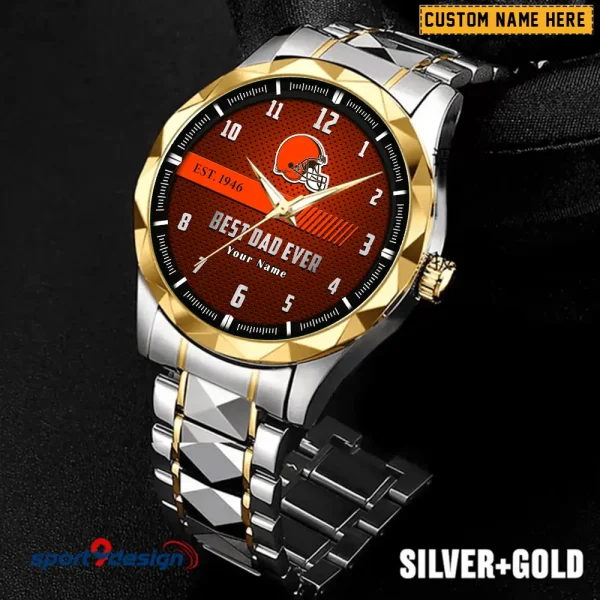 Cleveland Browns Best Dad Ever Father's Day Gift Stainless Steel Fashion Business Watch ANZDMW170