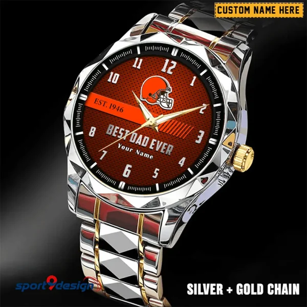 Cleveland Browns Best Dad Ever Father's Day Gift Stainless Steel Fashion Business Watch ANZDMW170 - Image 4