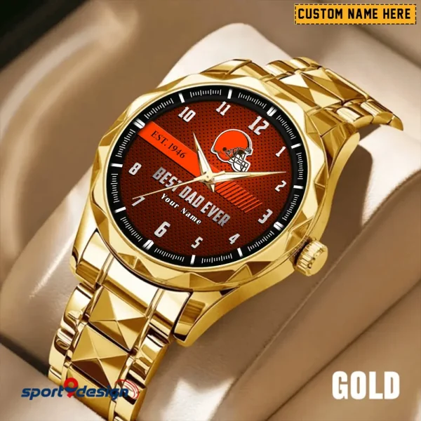 Cleveland Browns Best Dad Ever Father's Day Gift Stainless Steel Fashion Business Watch ANZDMW170 - Image 5