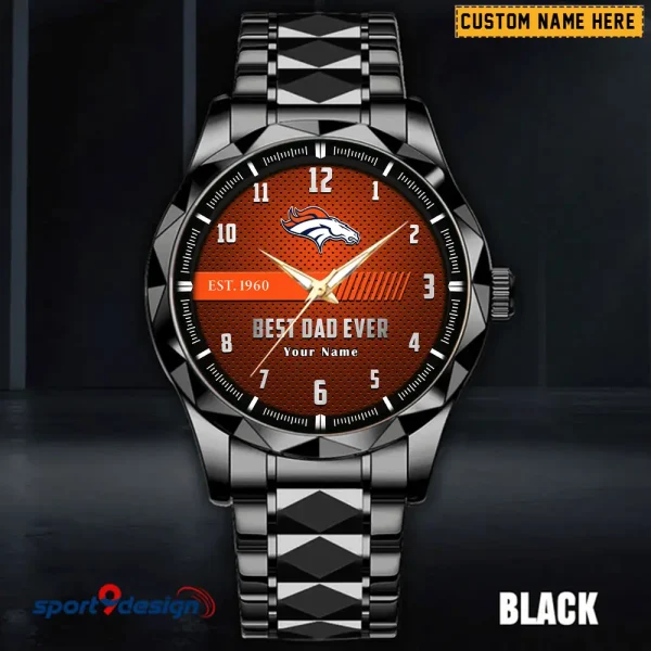 Denver Broncos Best Dad Ever Father's Day Gift Stainless Steel Fashion Business Watch ANZDMW172 - Image 2