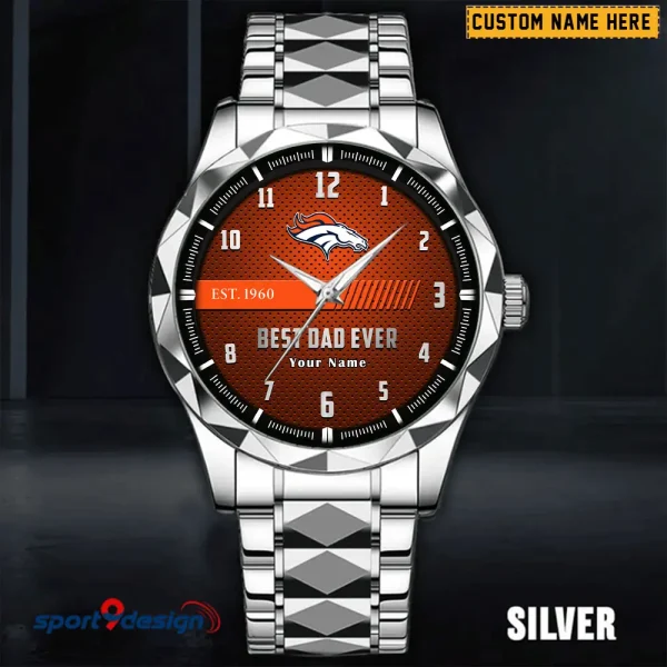 Denver Broncos Best Dad Ever Father's Day Gift Stainless Steel Fashion Business Watch ANZDMW172 - Image 3