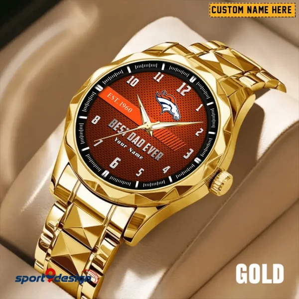 Denver Broncos Best Dad Ever Father's Day Gift Stainless Steel Fashion Business Watch ANZDMW172 - Image 4