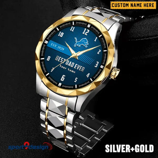 Detroit Lions Best Dad Ever Father's Day Gift Stainless Steel Fashion Business Watch ANZDMW173