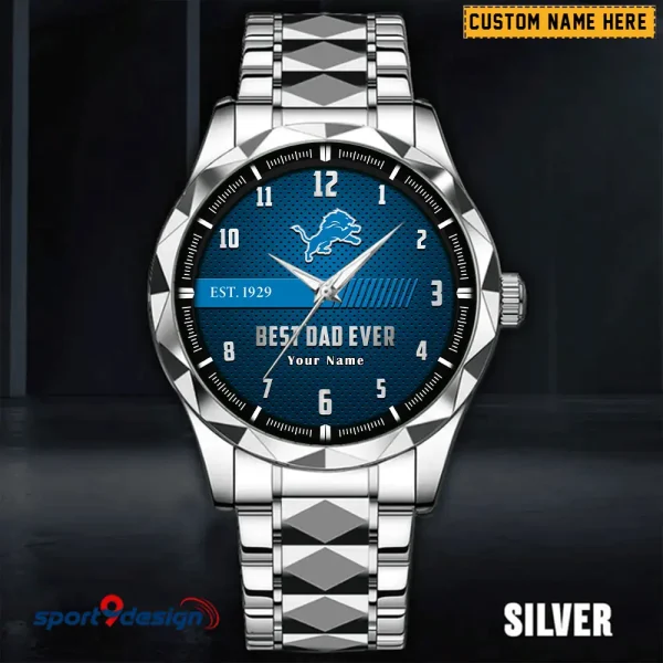 Detroit Lions Best Dad Ever Father's Day Gift Stainless Steel Fashion Business Watch ANZDMW173 - Image 2