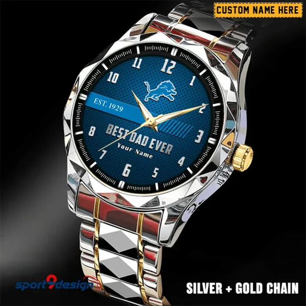 Detroit Lions Best Dad Ever Father's Day Gift Stainless Steel Fashion Business Watch ANZDMW173 - Image 4
