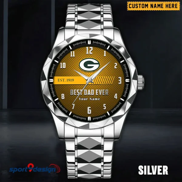 Green Bay Packers Best Dad Ever Father's Day Gift Stainless Steel Fashion Business Watch ANZDMW174 - Image 3