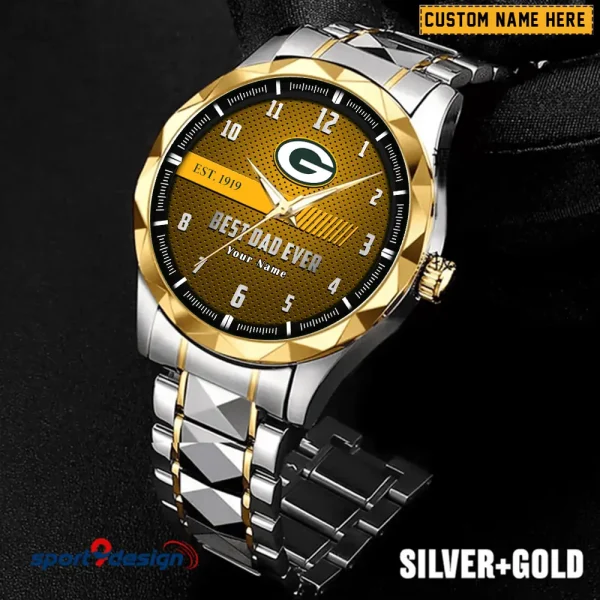 Green Bay Packers Best Dad Ever Father's Day Gift Stainless Steel Fashion Business Watch ANZDMW174