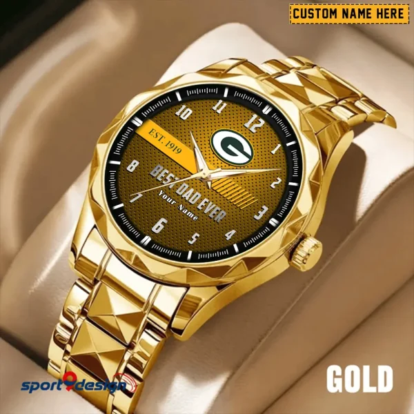 Green Bay Packers Best Dad Ever Father's Day Gift Stainless Steel Fashion Business Watch ANZDMW174 - Image 5